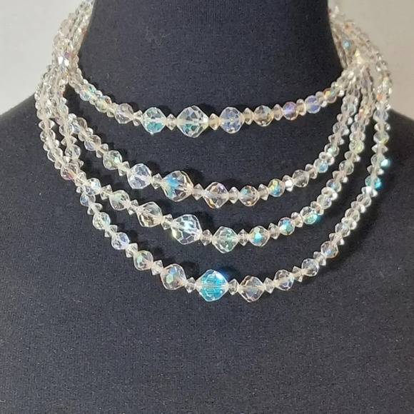 Vintage Aurora Borealis 4 Strand Necklace - Picture 1 of 11